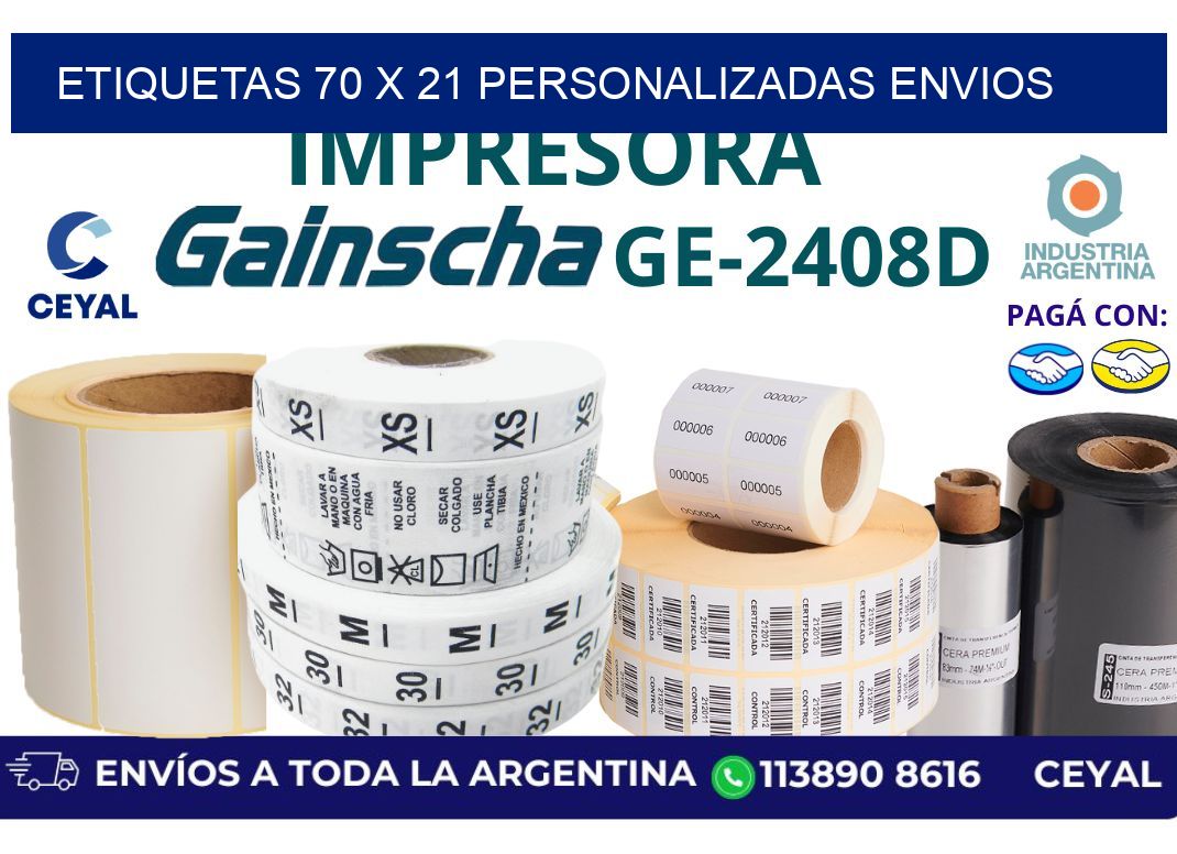 etiquetas 70 x 21 personalizadas envios