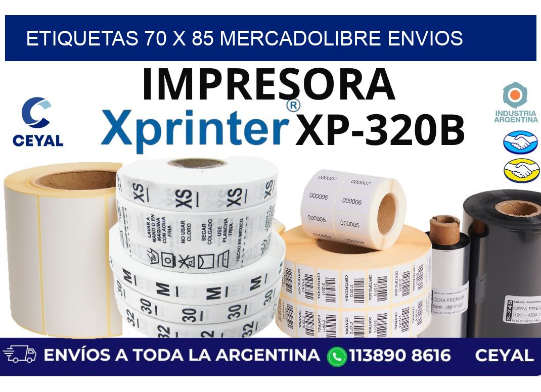 etiquetas 70 x 85 mercadolibre envios