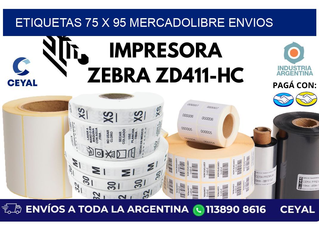 etiquetas 75 x 95 mercadolibre envios