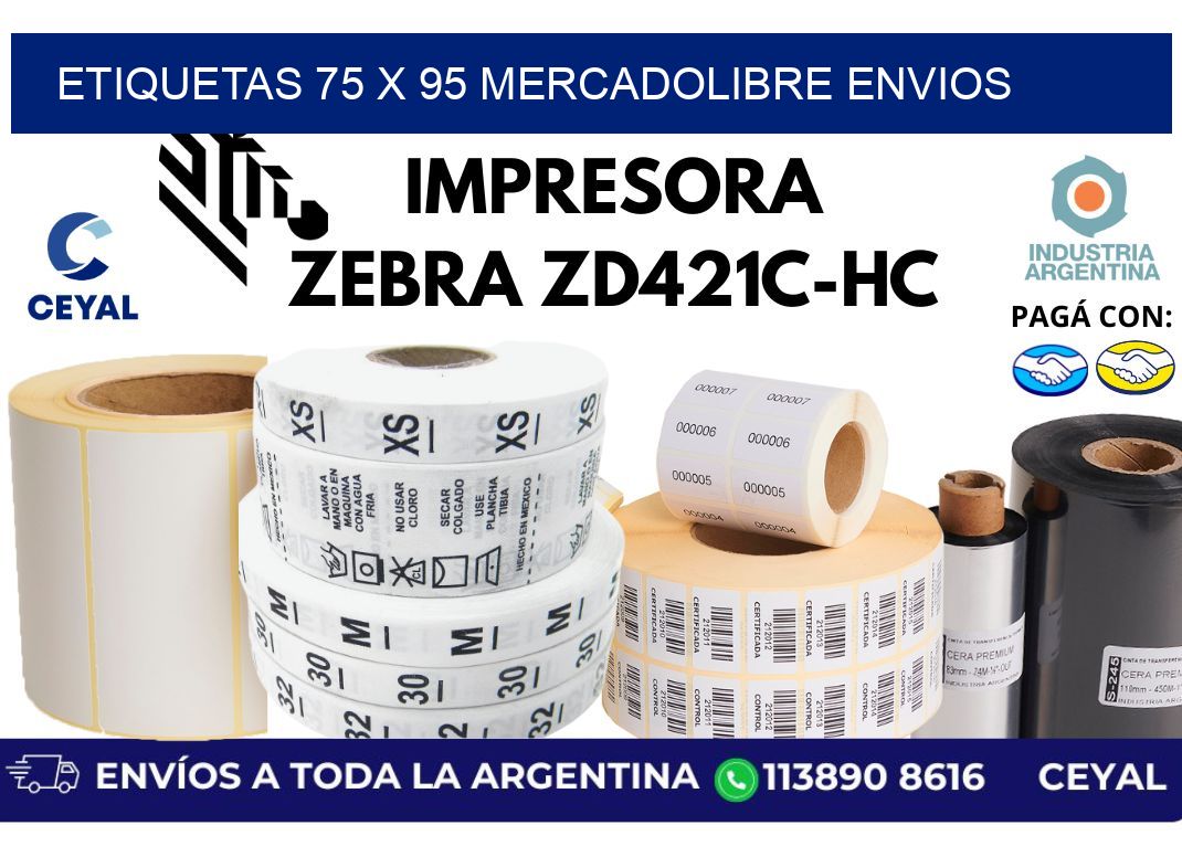 etiquetas 75 x 95 mercadolibre envios