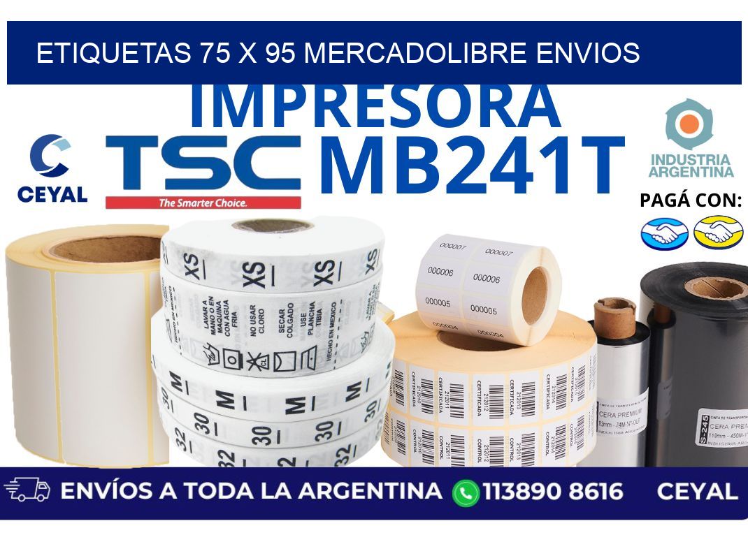 etiquetas 75 x 95 mercadolibre envios