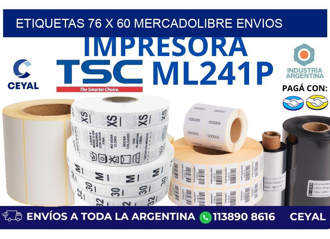etiquetas 76 x 60 mercadolibre envios