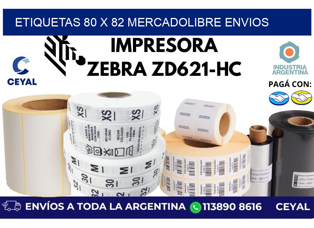 etiquetas 80 x 82 mercadolibre envios