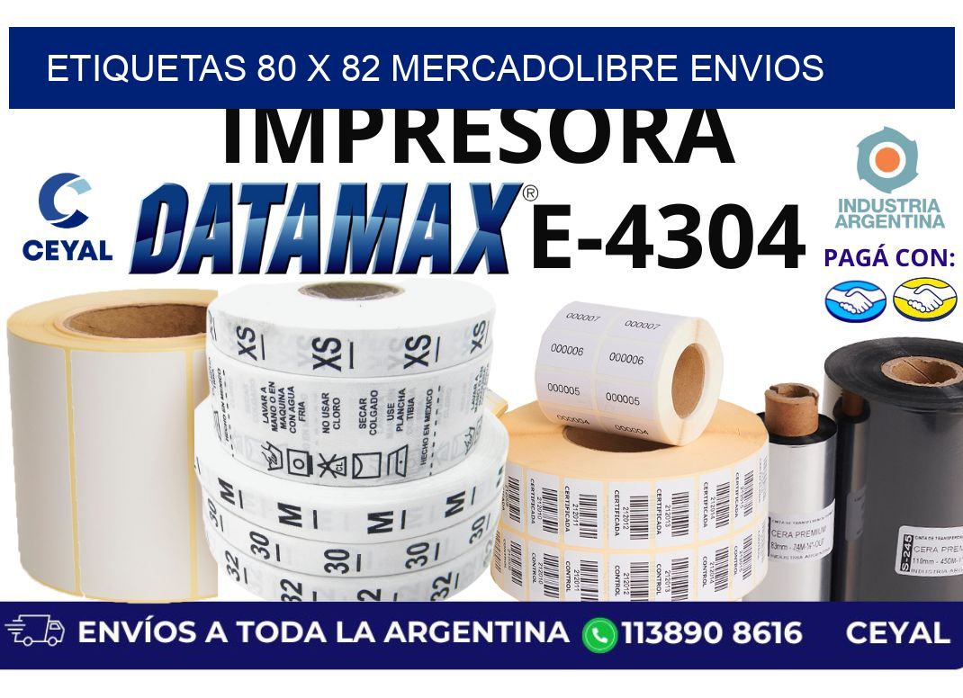 etiquetas 80 x 82 mercadolibre envios