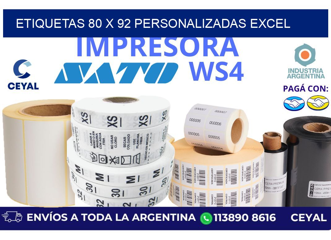etiquetas 80 x 92 personalizadas excel