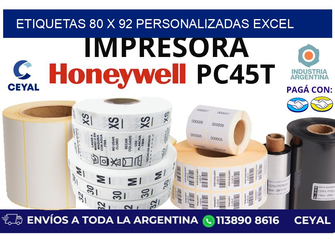etiquetas 80 x 92 personalizadas excel