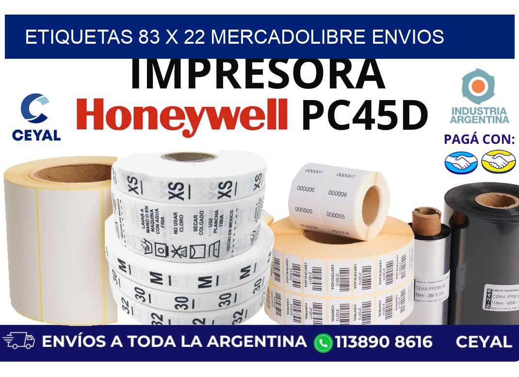 etiquetas 83 x 22 mercadolibre envios