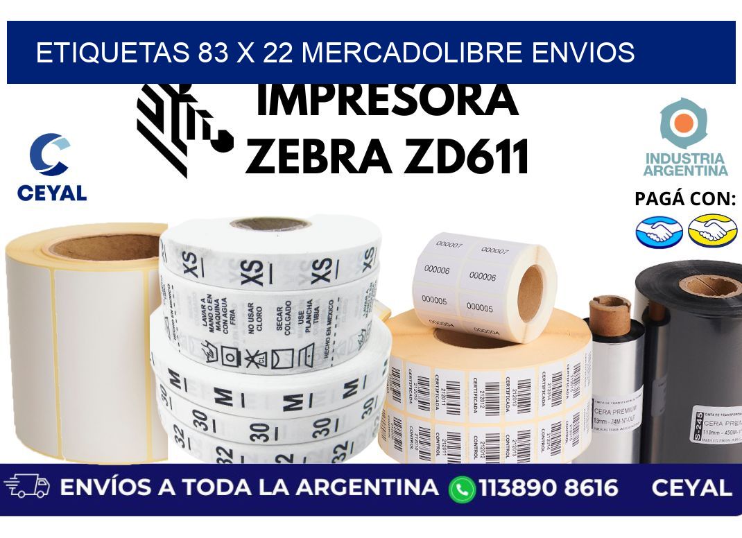 etiquetas 83 x 22 mercadolibre envios