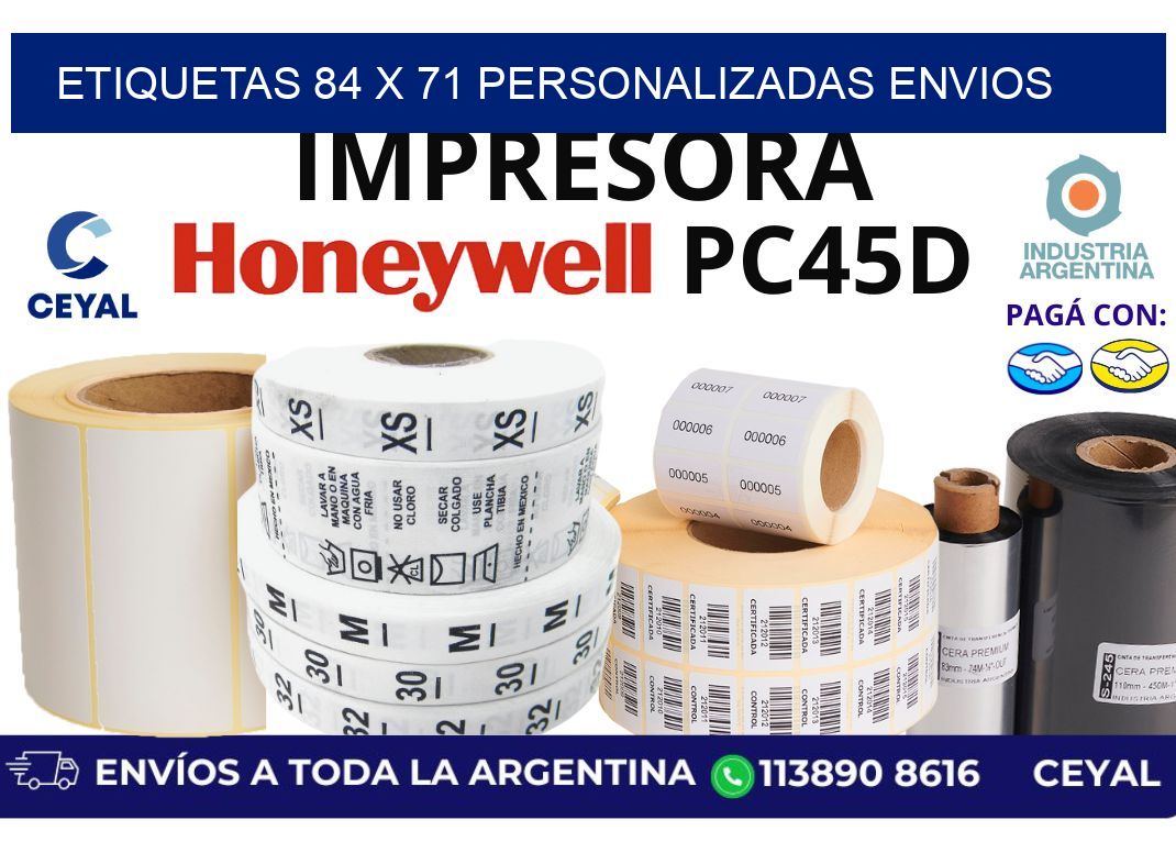 etiquetas 84 x 71 personalizadas envios