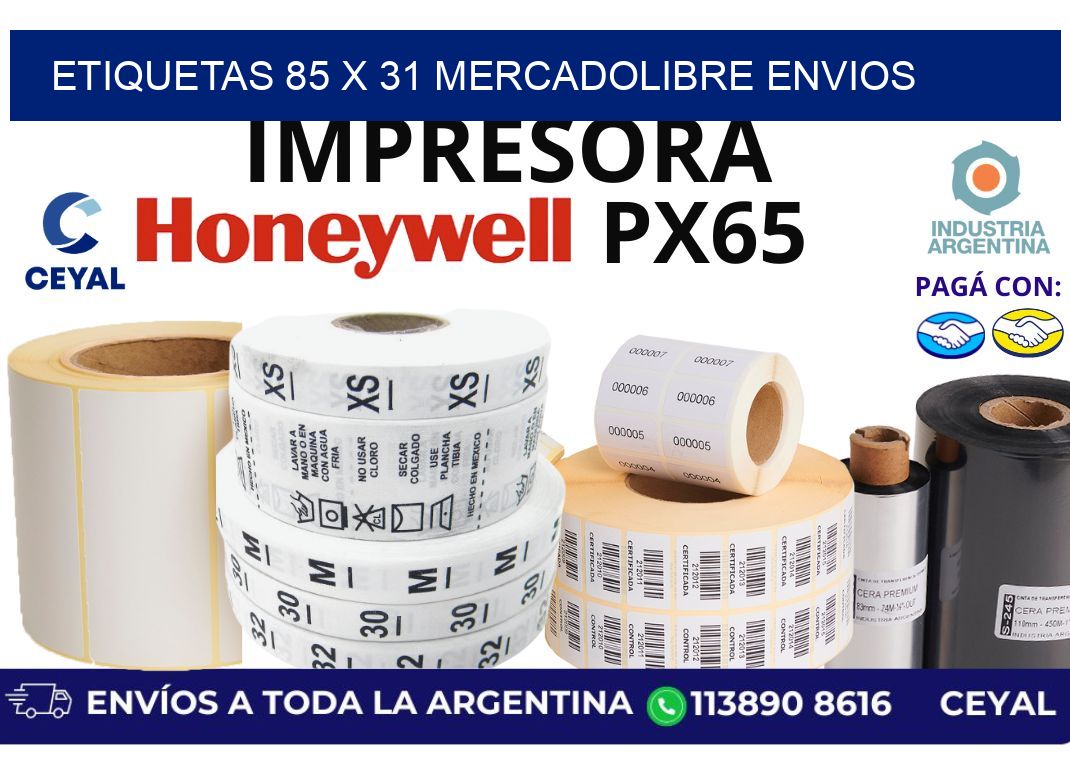 etiquetas 85 x 31 mercadolibre envios