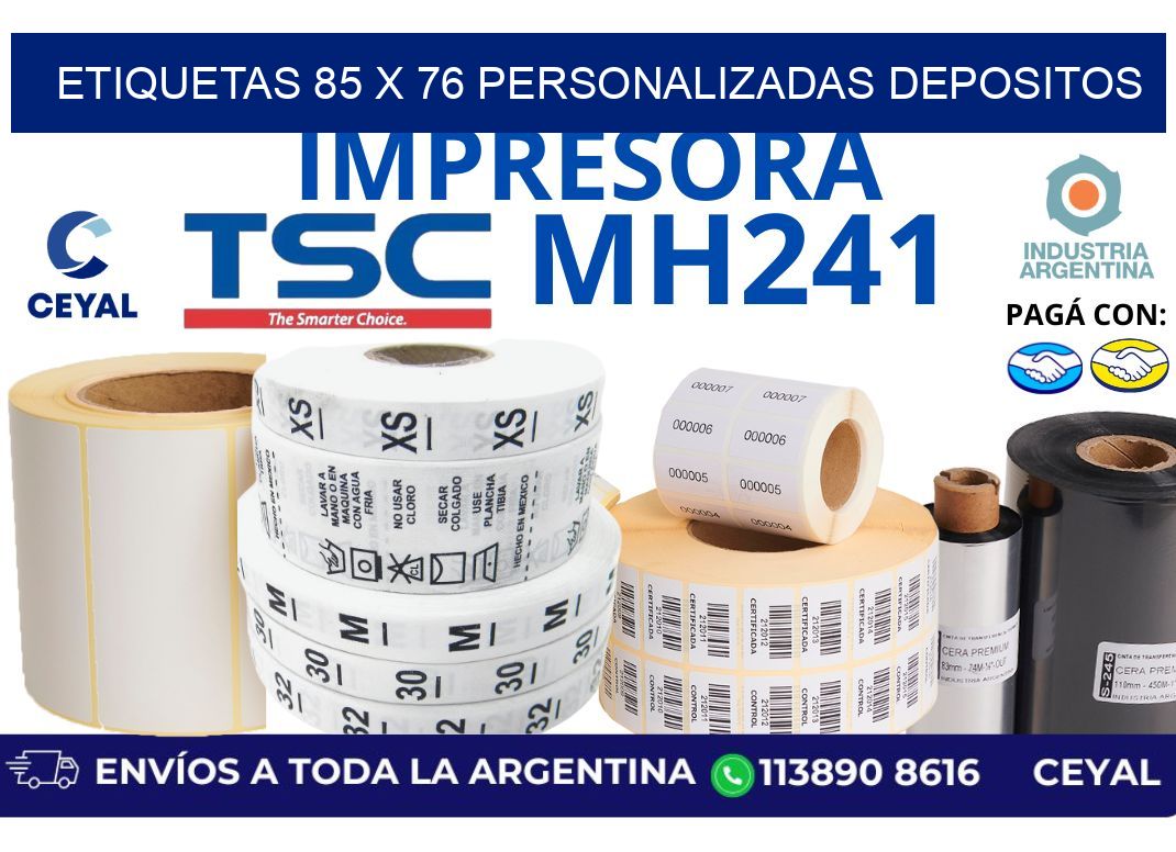 etiquetas 85 x 76 personalizadas depositos