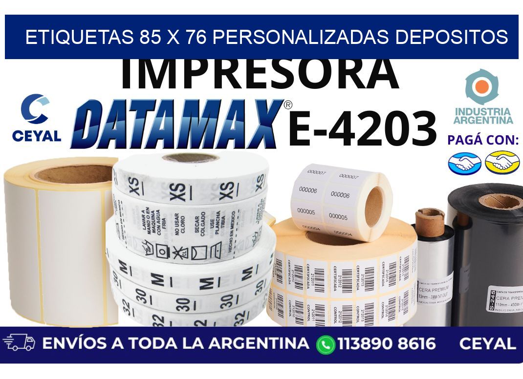etiquetas 85 x 76 personalizadas depositos