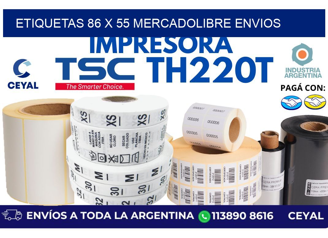 etiquetas 86 x 55 mercadolibre envios