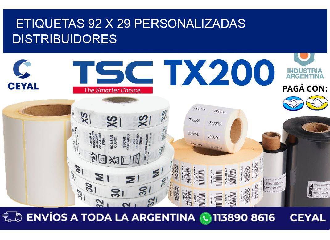 etiquetas 92 x 29 personalizadas distribuidores