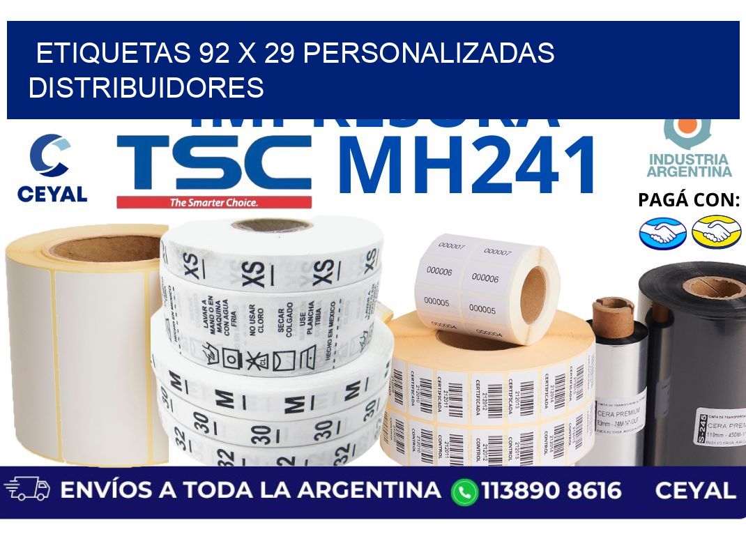 etiquetas 92 x 29 personalizadas distribuidores
