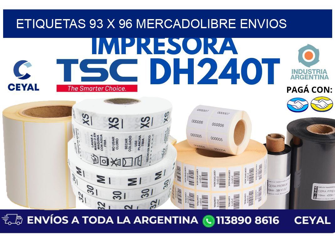 etiquetas 93 x 96 mercadolibre envios