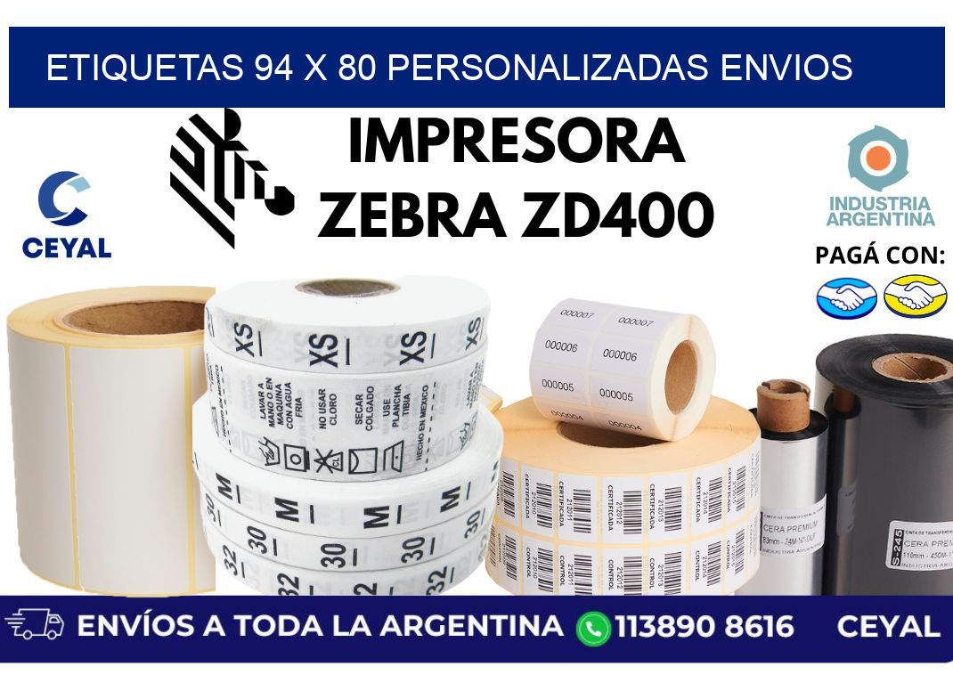 etiquetas 94 x 80 personalizadas envios