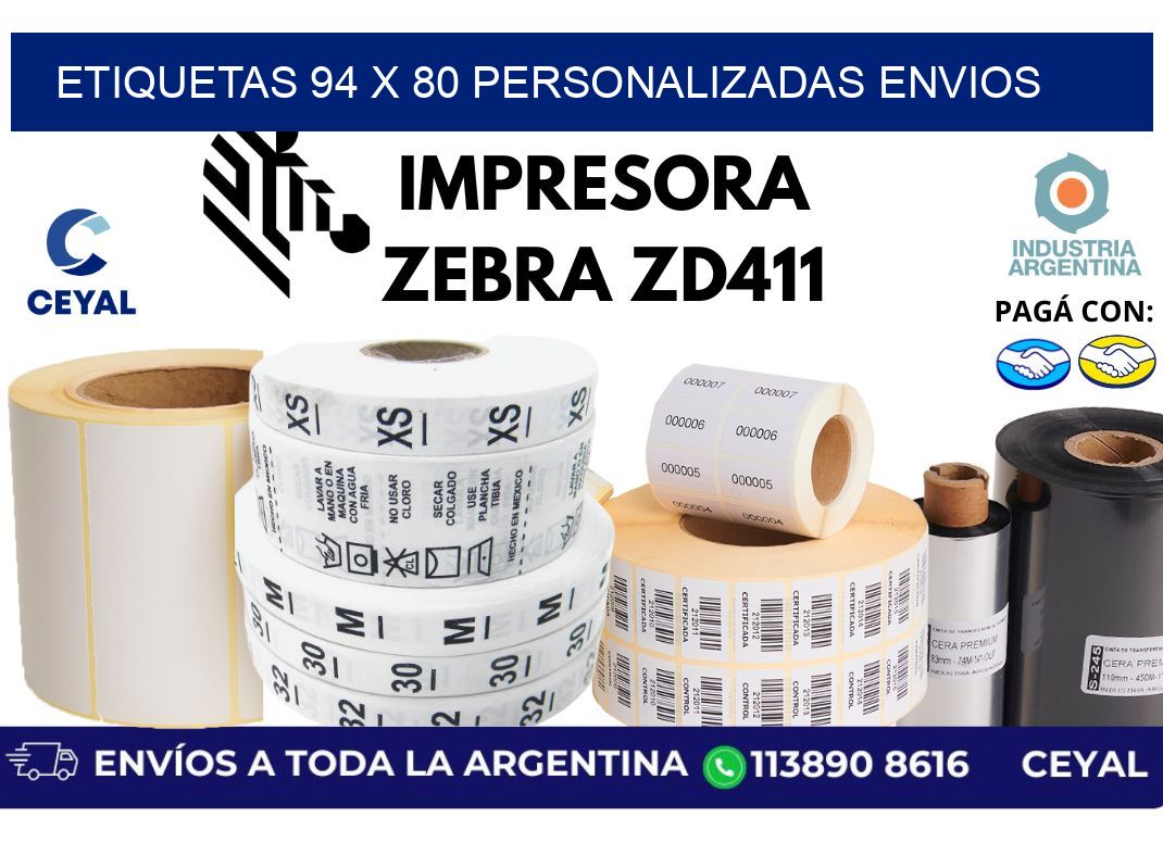 etiquetas 94 x 80 personalizadas envios