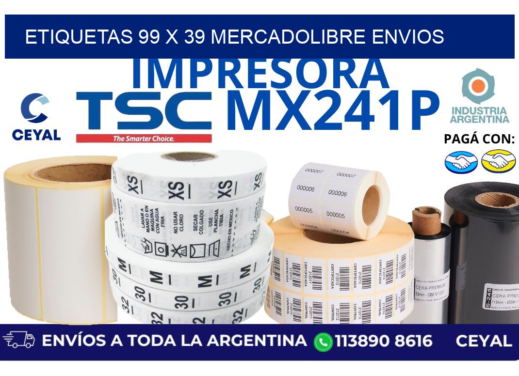 etiquetas 99 x 39 mercadolibre envios
