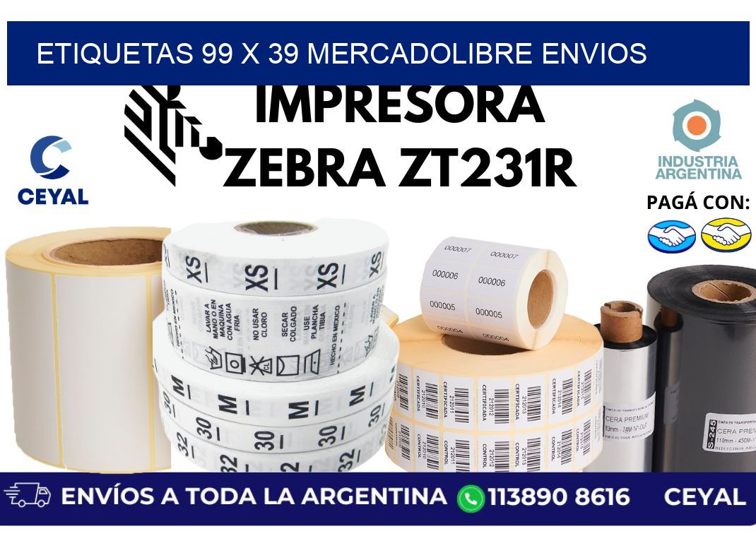 etiquetas 99 x 39 mercadolibre envios