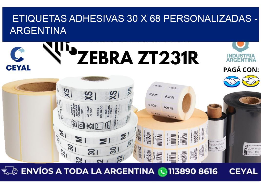 etiquetas adhesivas 30 x 68 personalizadas - Argentina
