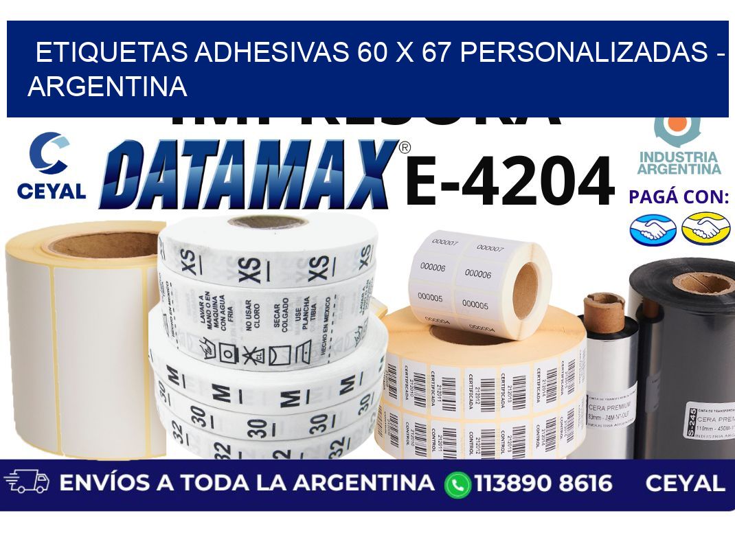 etiquetas adhesivas 60 x 67 personalizadas - Argentina