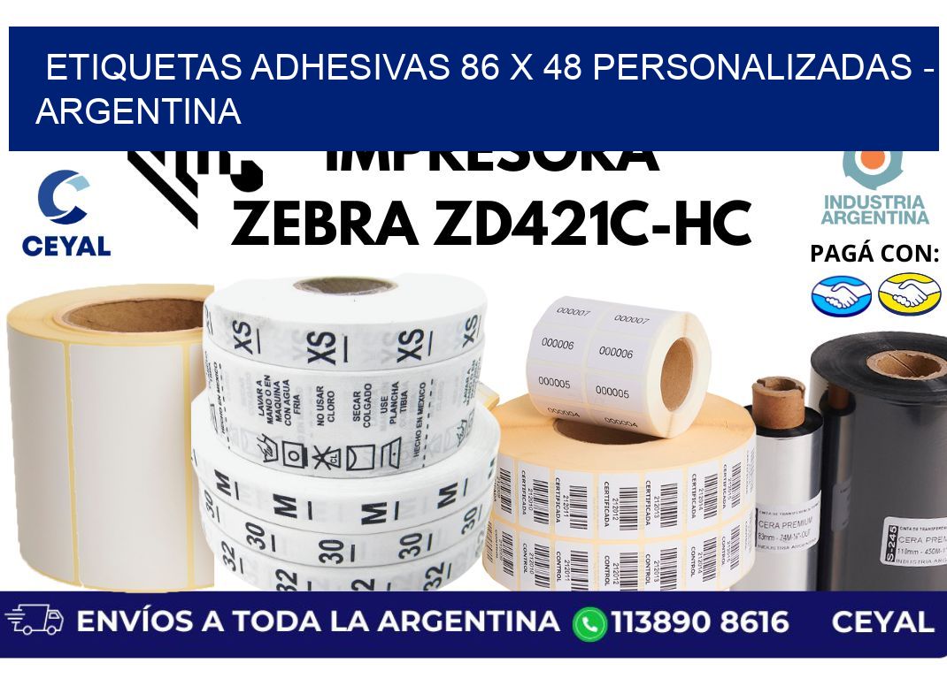 etiquetas adhesivas 86 x 48 personalizadas - Argentina