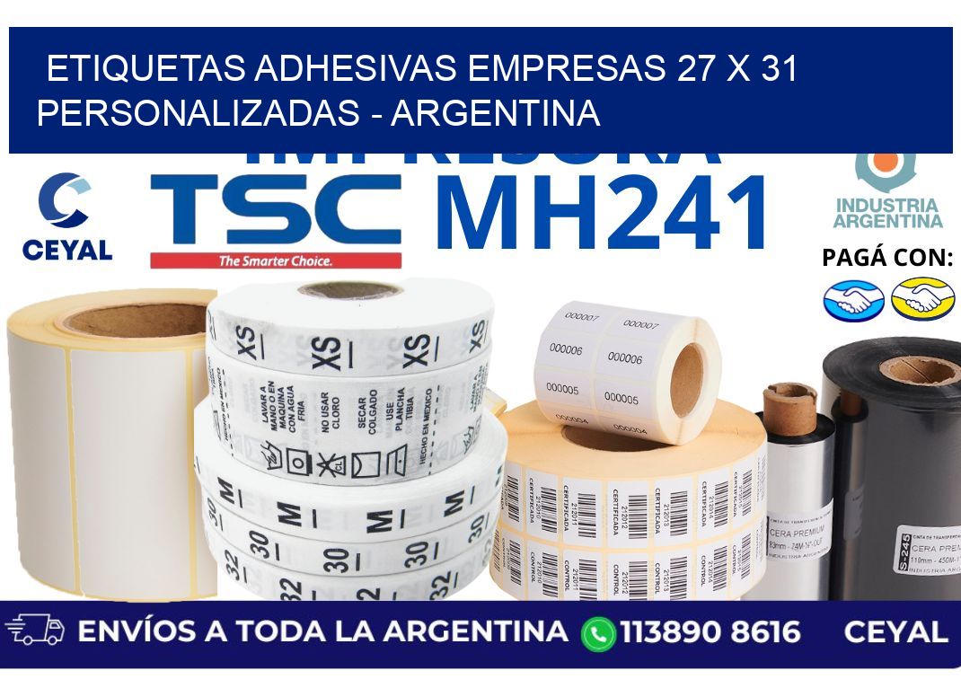 etiquetas adhesivas empresas 27 x 31 personalizadas - Argentina