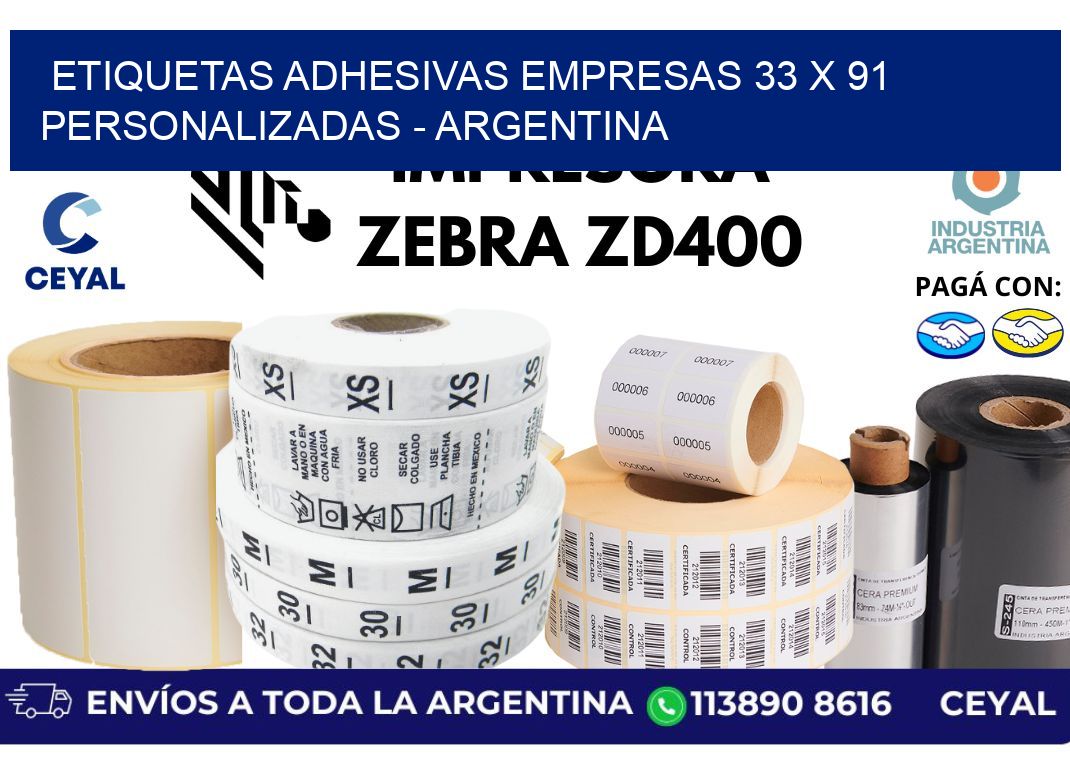 etiquetas adhesivas empresas 33 x 91 personalizadas – Argentina