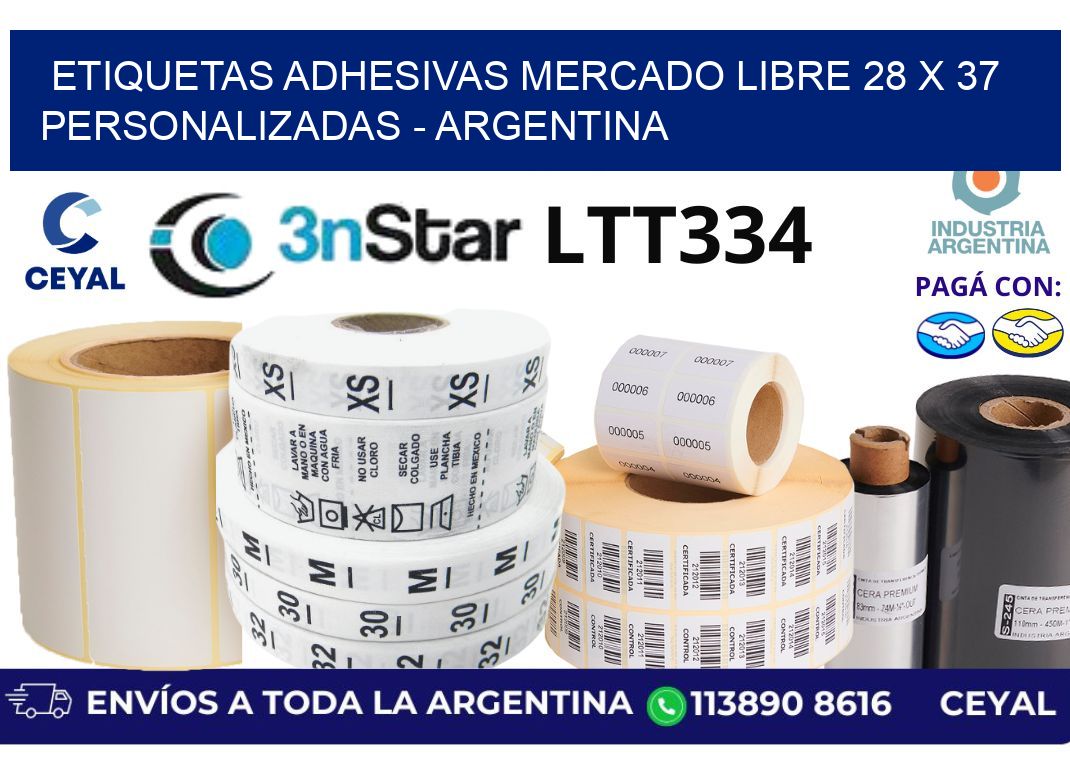 etiquetas adhesivas mercado libre 28 x 37 personalizadas - Argentina