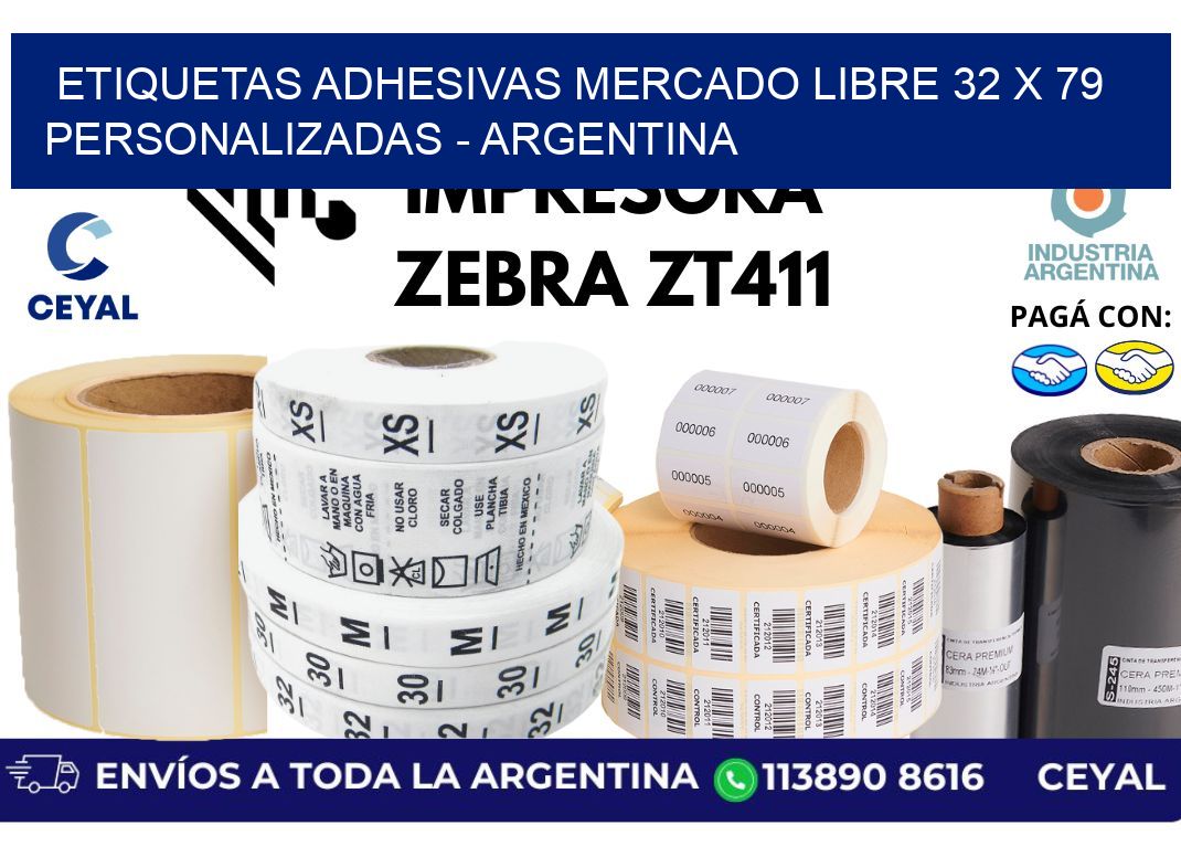 etiquetas adhesivas mercado libre 32 x 79 personalizadas – Argentina