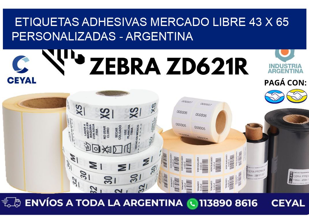 etiquetas adhesivas mercado libre 43 x 65 personalizadas - Argentina