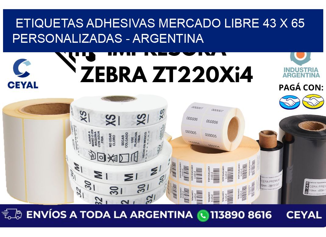 etiquetas adhesivas mercado libre 43 x 65 personalizadas – Argentina