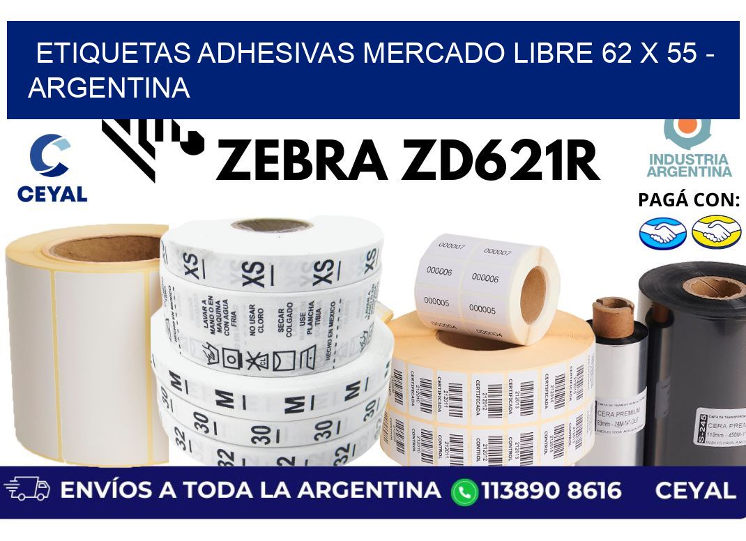etiquetas adhesivas mercado libre 62 x 55 - Argentina