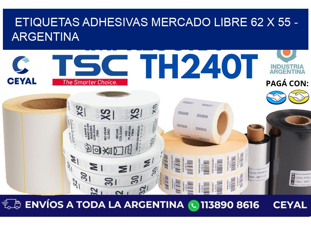 etiquetas adhesivas mercado libre 62 x 55 - Argentina
