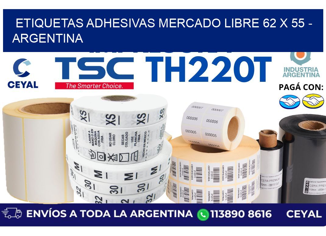 etiquetas adhesivas mercado libre 62 x 55 – Argentina