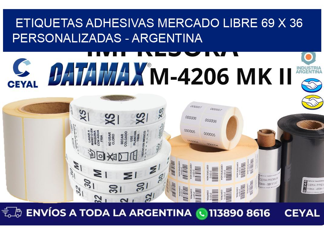 etiquetas adhesivas mercado libre 69 x 36 personalizadas - Argentina