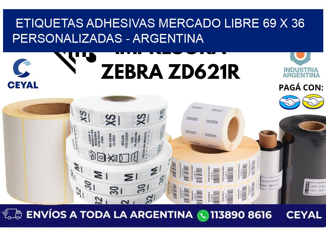 etiquetas adhesivas mercado libre 69 x 36 personalizadas – Argentina