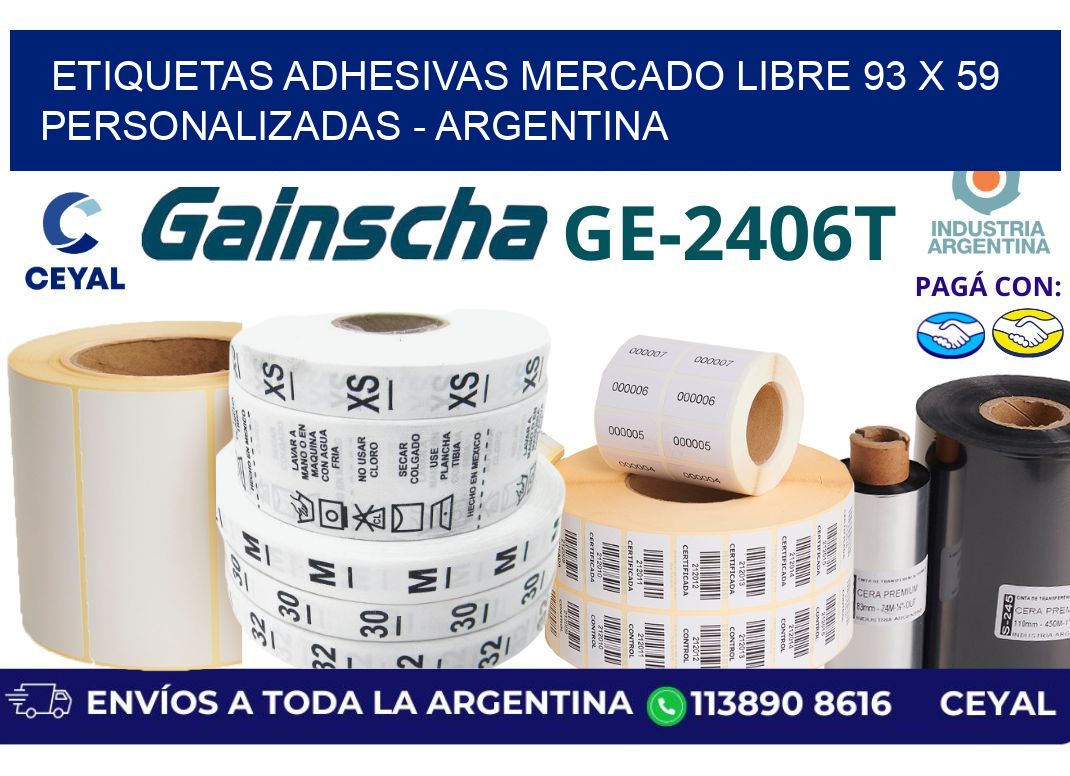 etiquetas adhesivas mercado libre 93 x 59 personalizadas - Argentina