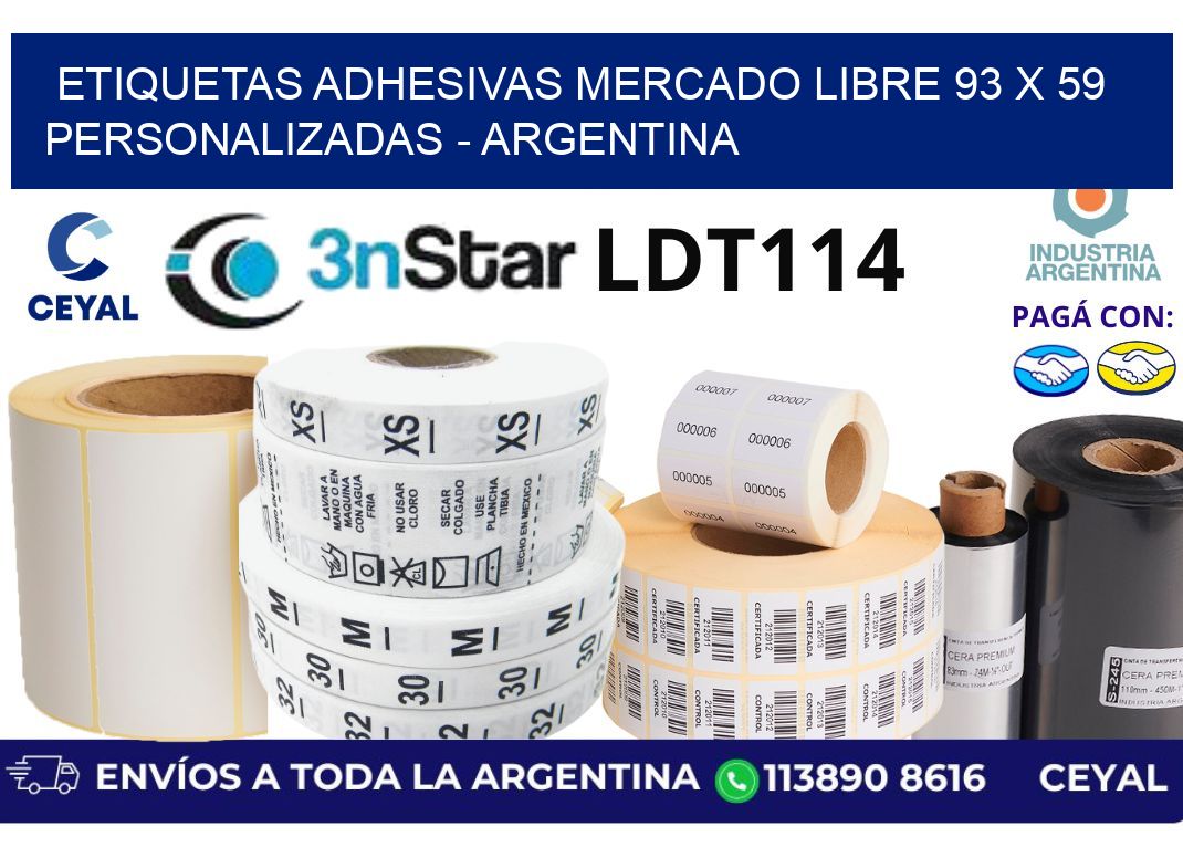 etiquetas adhesivas mercado libre 93 x 59 personalizadas - Argentina