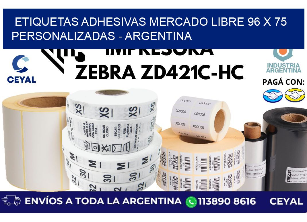 etiquetas adhesivas mercado libre 96 x 75 personalizadas - Argentina