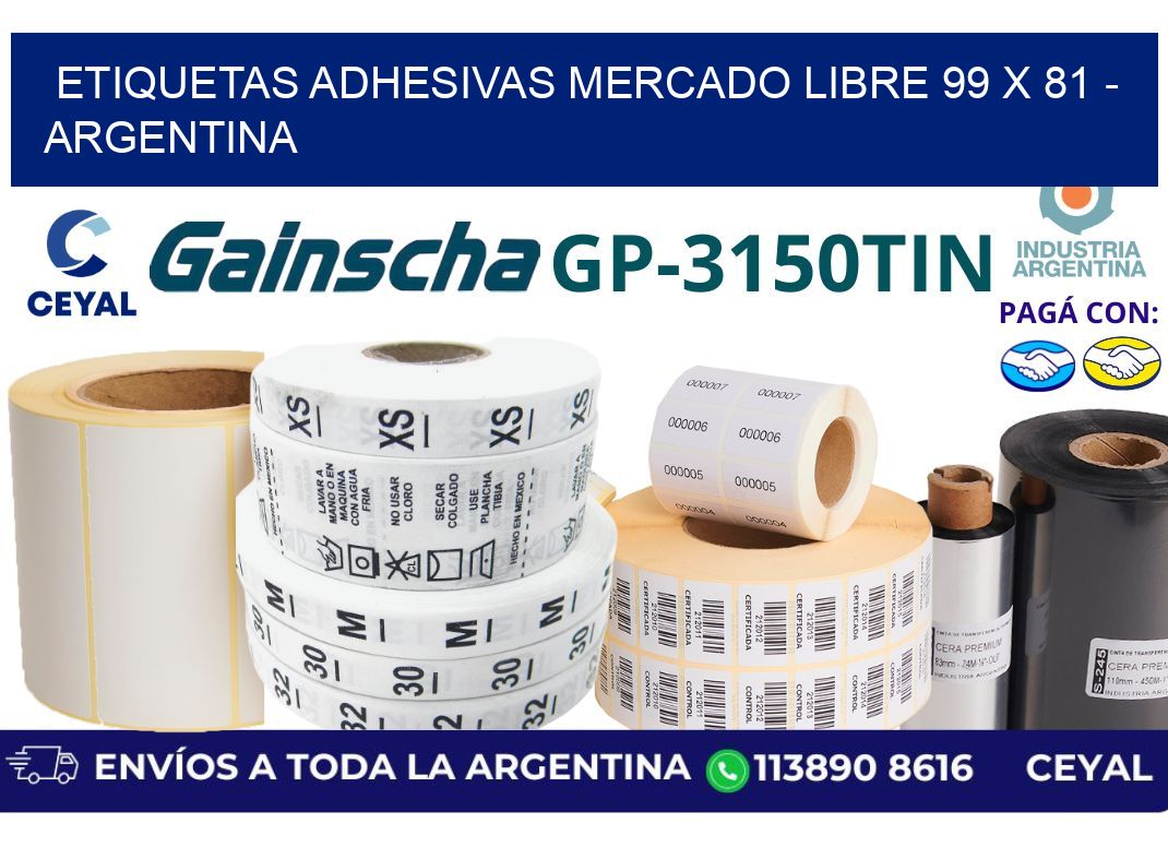 etiquetas adhesivas mercado libre 99 x 81 - Argentina