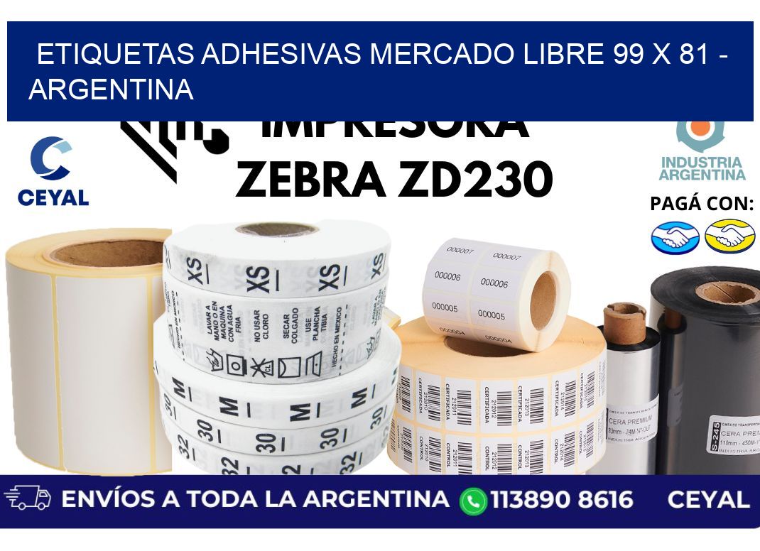 etiquetas adhesivas mercado libre 99 x 81 - Argentina
