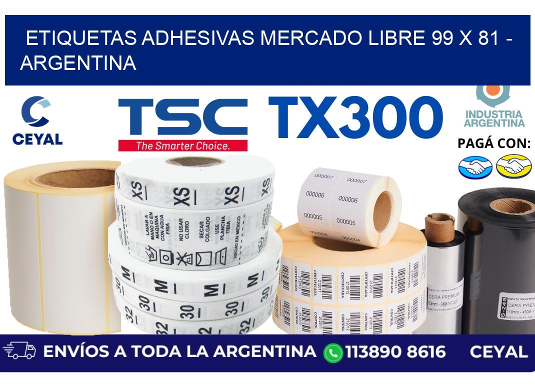 etiquetas adhesivas mercado libre 99 x 81 – Argentina