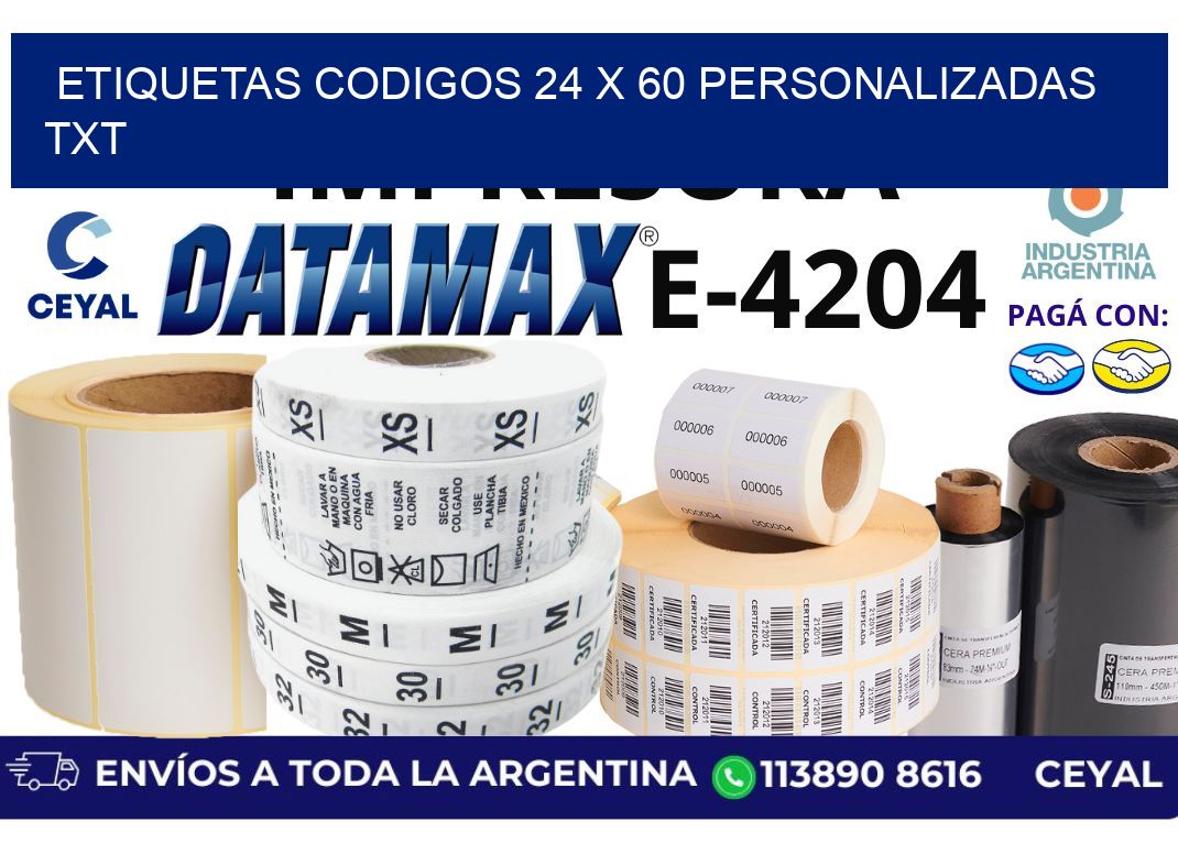 etiquetas codigos 24 x 60 personalizadas txt