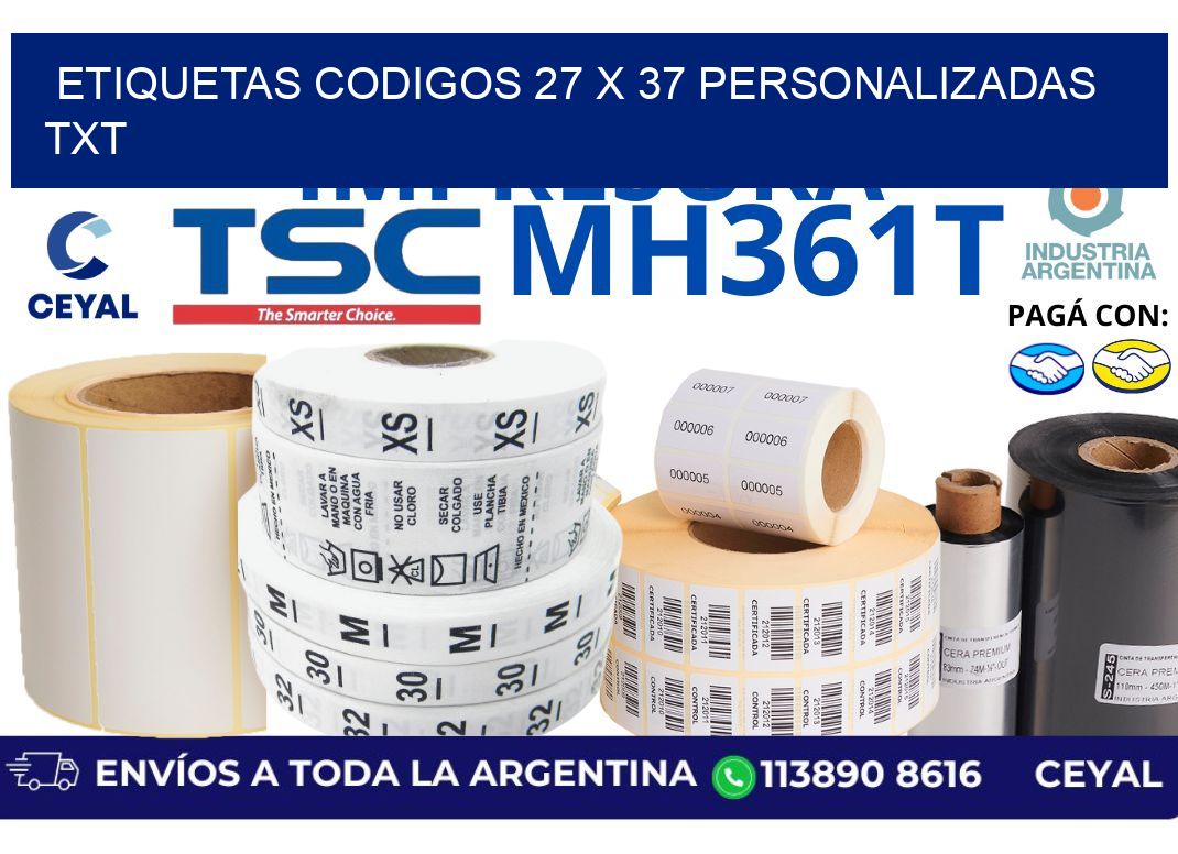 etiquetas codigos 27 x 37 personalizadas txt
