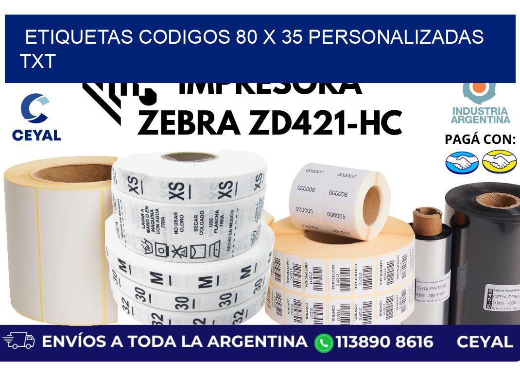 etiquetas codigos 80 x 35 personalizadas txt