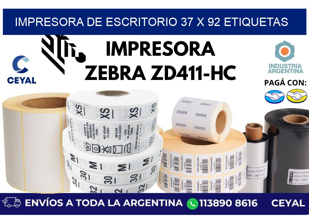 impresora de escritorio 37 x 92 etiquetas