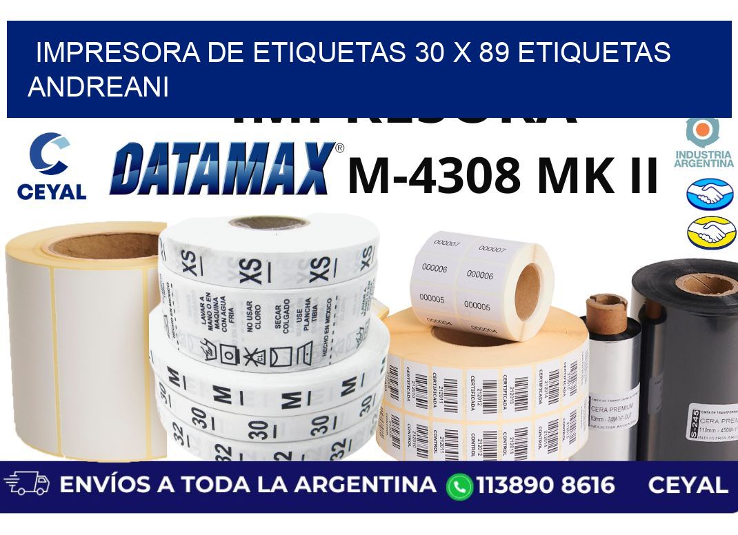 impresora de etiquetas 30 x 89 etiquetas andreani