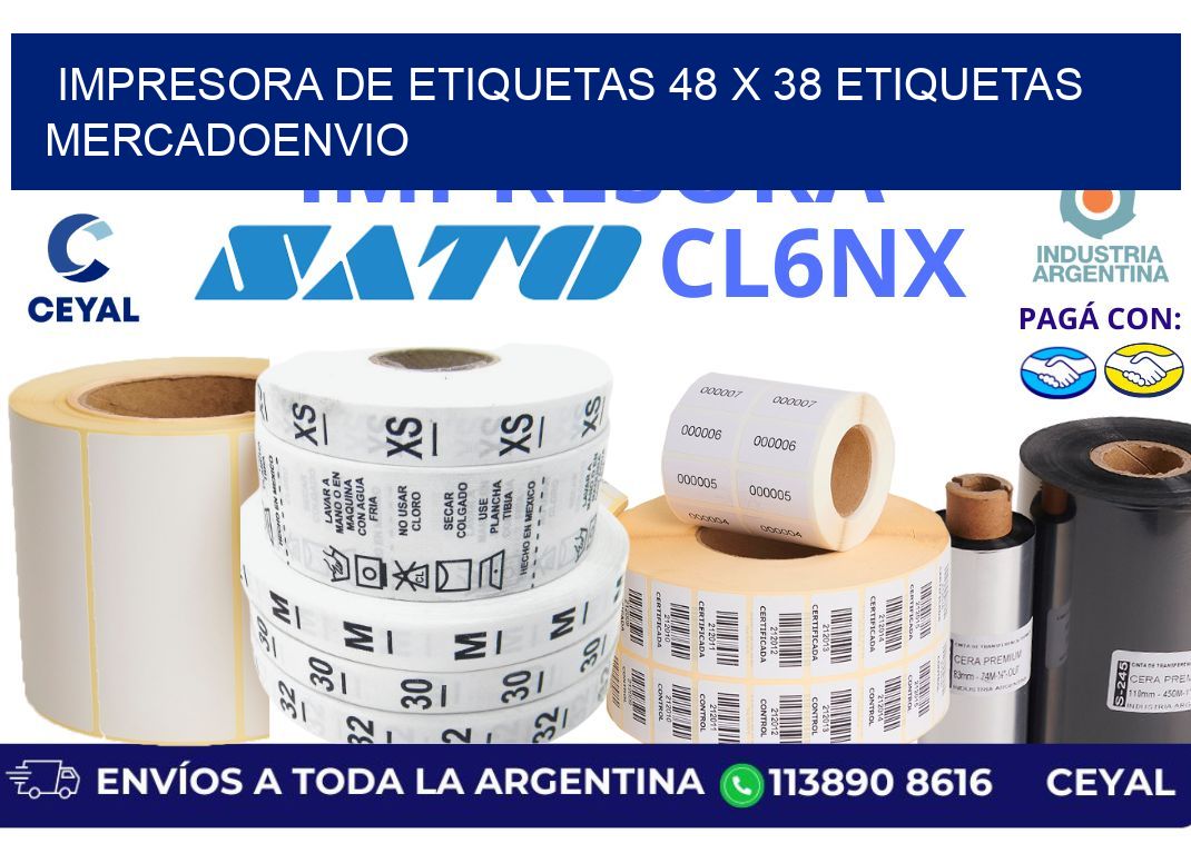 impresora de etiquetas 48 x 38 etiquetas mercadoenvio